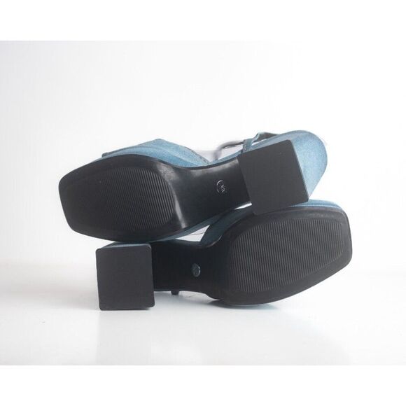 Zara Womens Denim Platform Sandals Heels EU 37 US 6.5 Blue Buckle 1811/210 NWOT - Picture 8 of 8